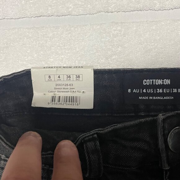 Cotton On Women's Stretch Mom Jeans - Charcoal, Size 4, New - Picture 10 of 12